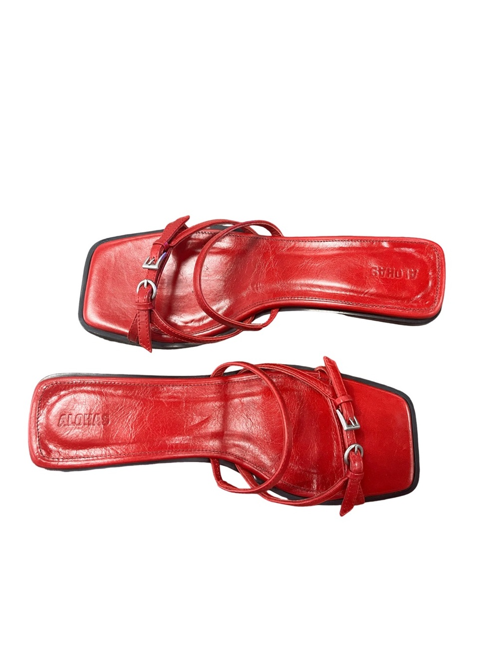 Alohas Liko Rift Red Leather Sandals - Picture 5 of 7
